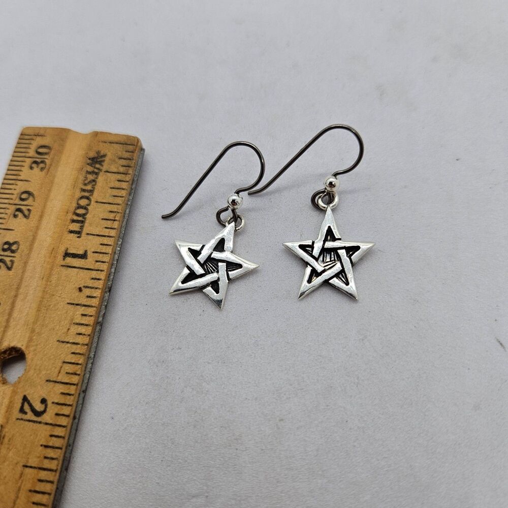 Silver Star Dangle Earrings 925